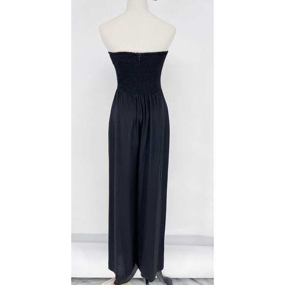 Gilner Farrar Niki Large Strapless Silk Jumpsuit Wide Leg Pockets Playsuit Black - Picture 6 of 15